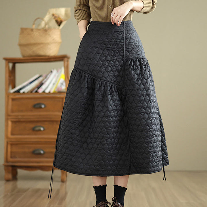 Falda recta de algodón con cintura elástica y bolsillos para mujer de Buddha Stones - Negro - US12, UK/AU16, EU44 (2XL) - image 0