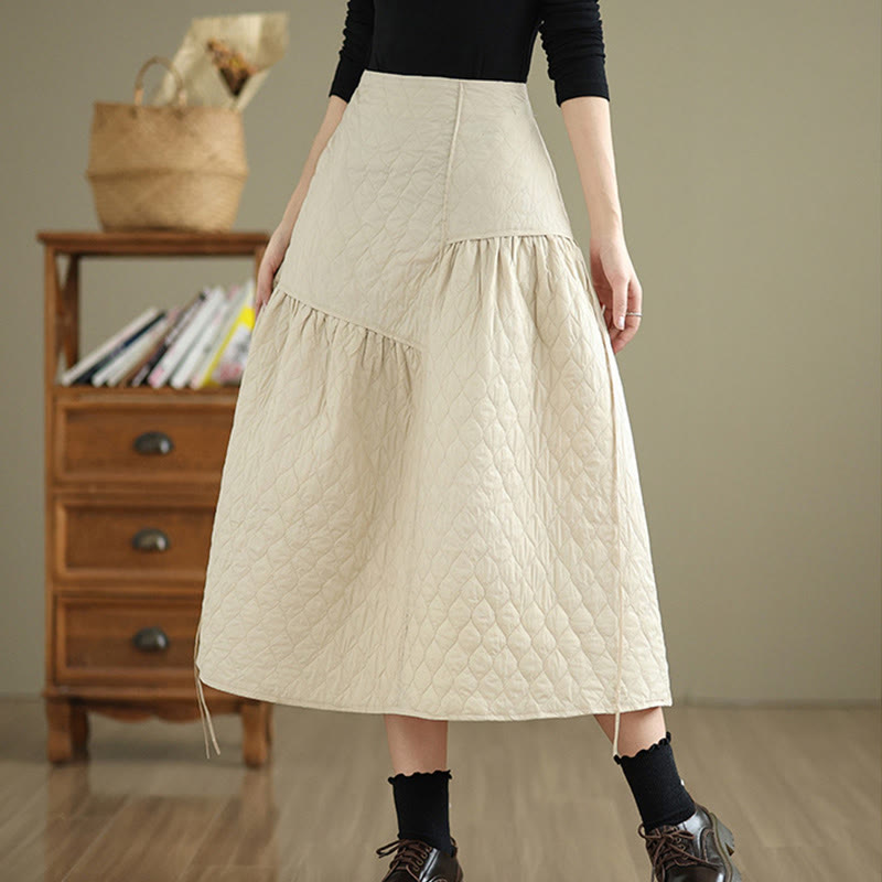 Falda recta de algodón con cintura elástica y bolsillos para mujer de Buddha Stones - Beige - US12, UK/AU16, EU44 (2XL) - image 6