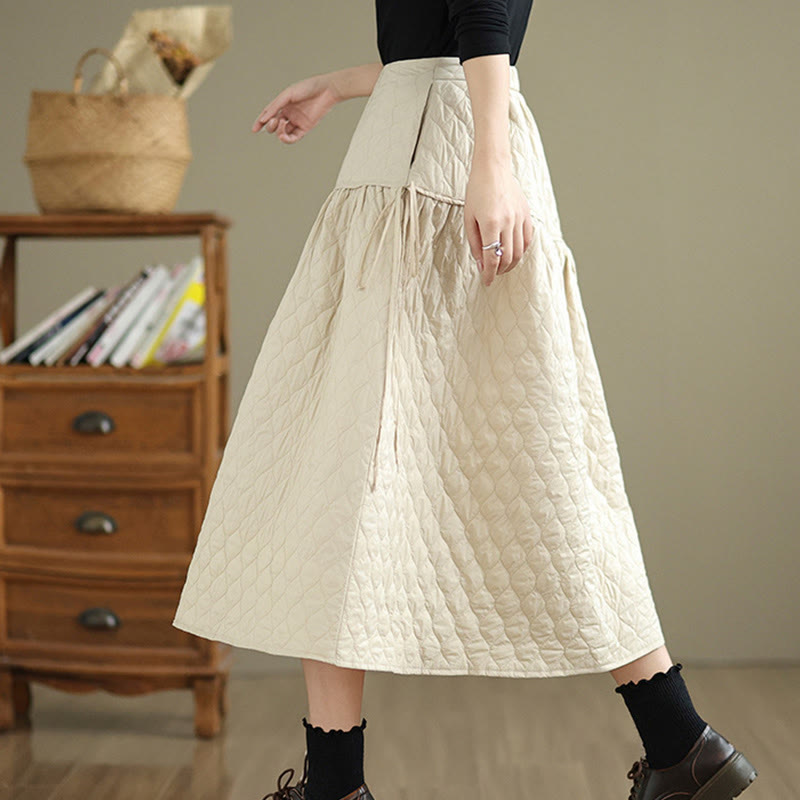 Falda recta de algodón con cintura elástica y bolsillos para mujer de Buddha Stones - image 10