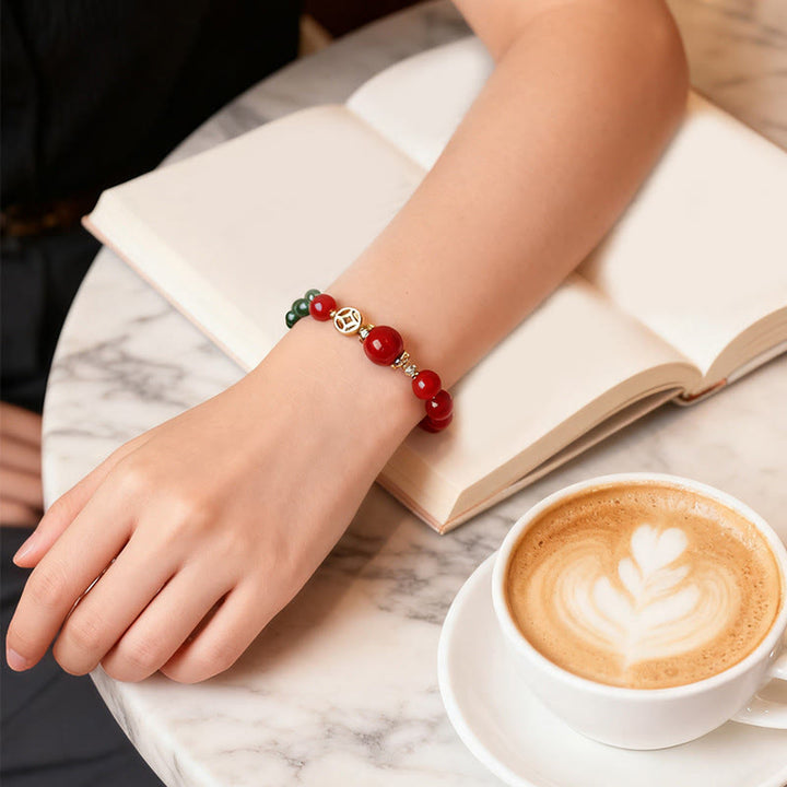 Buddha Stones con ágata roja natural y diseño de doble vuelta de calcedonia verde. - image 7