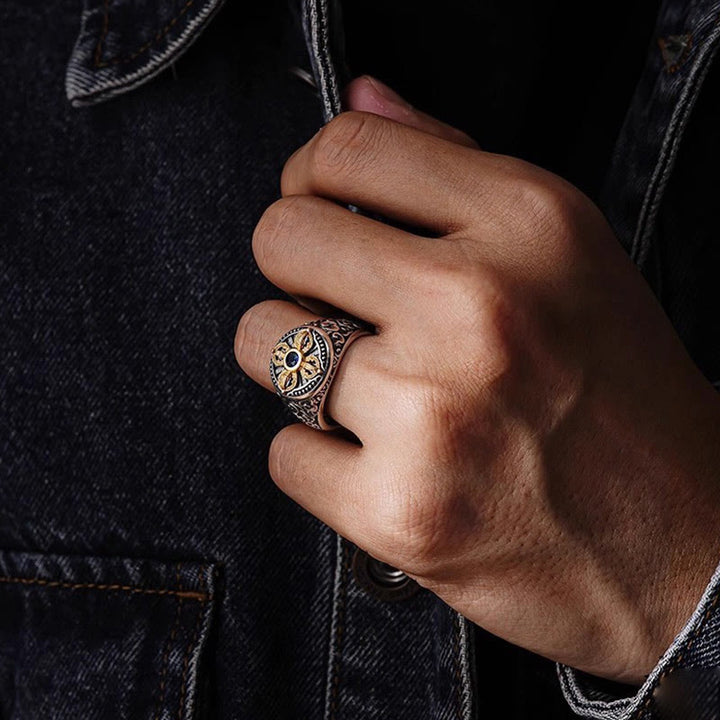 Anillo de equilibrio ajustable de cobre con diseño de cruz tibetana de Buddha Stones y nubes auspiciosas. - image 3