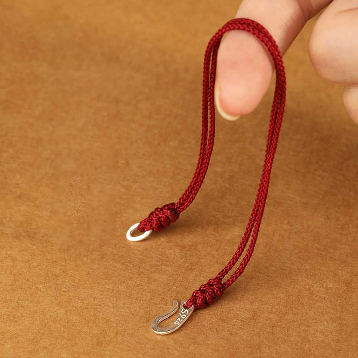 Pulsera de plata de ley 925 con Buddha Stones , diseño de gancho y hilo rojo, color intenso - image 4