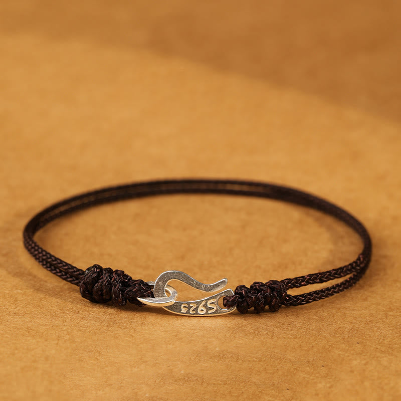 Pulsera de plata de ley 925 con Buddha Stones , diseño de gancho y hilo rojo, color intenso - SaddleBrown - 20 centímetros - image 18