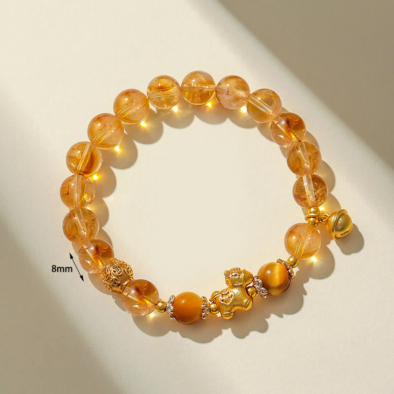 Pulsera de protección de cuarzo fresa con cristal rosa citrino de 8 mm del Año del Caballo de Buddha Stones - image 2