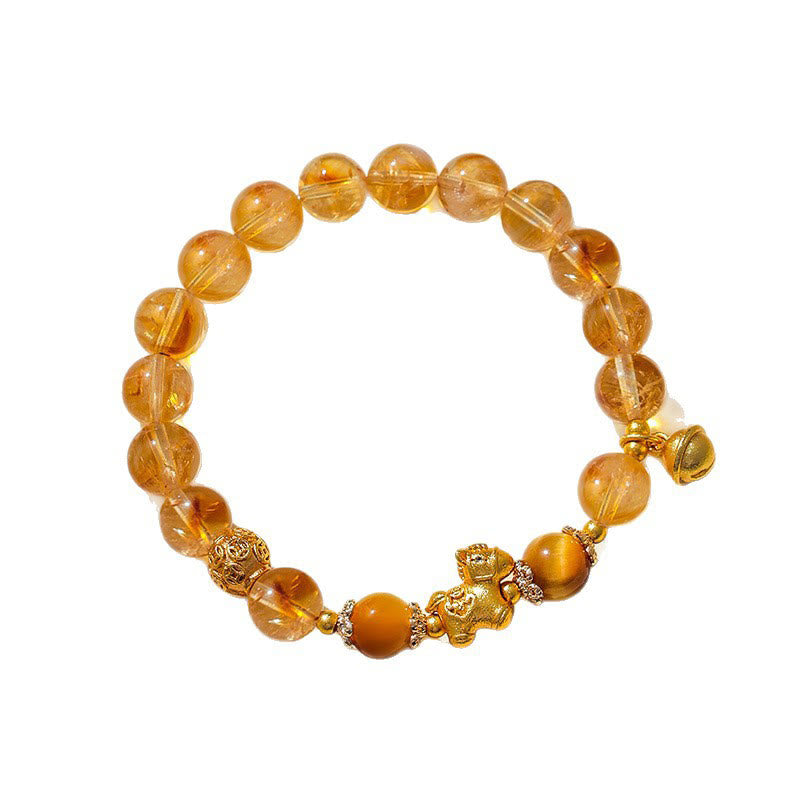 Pulsera de protección de cuarzo fresa con cristal rosa citrino de 8 mm del Año del Caballo de Buddha Stones - image 3