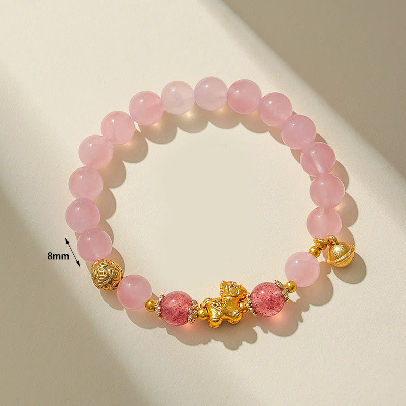 Pulsera de protección de cuarzo fresa con cristal rosa citrino de 8 mm del Año del Caballo de Buddha Stones - image 9
