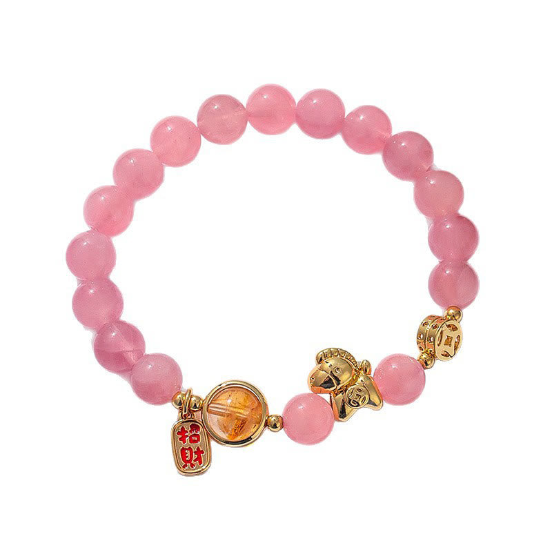 Pulsera de Buddha Stones del Año del Caballo, obsidiana negra natural de 8 mm, ágata roja, cristal rosa y fuerza. - image 15