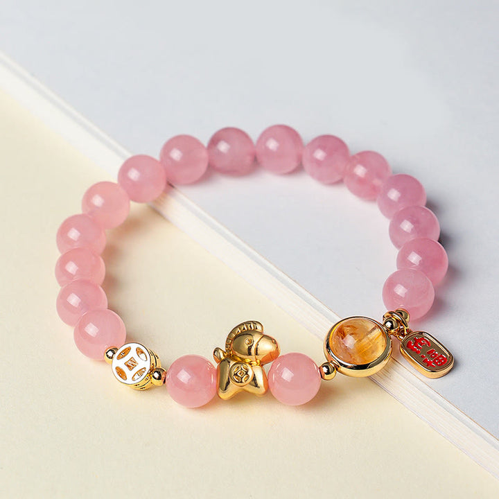 Pulsera de Buddha Stones del Año del Caballo, obsidiana negra natural de 8 mm, ágata roja, cristal rosa y fuerza. - image 13