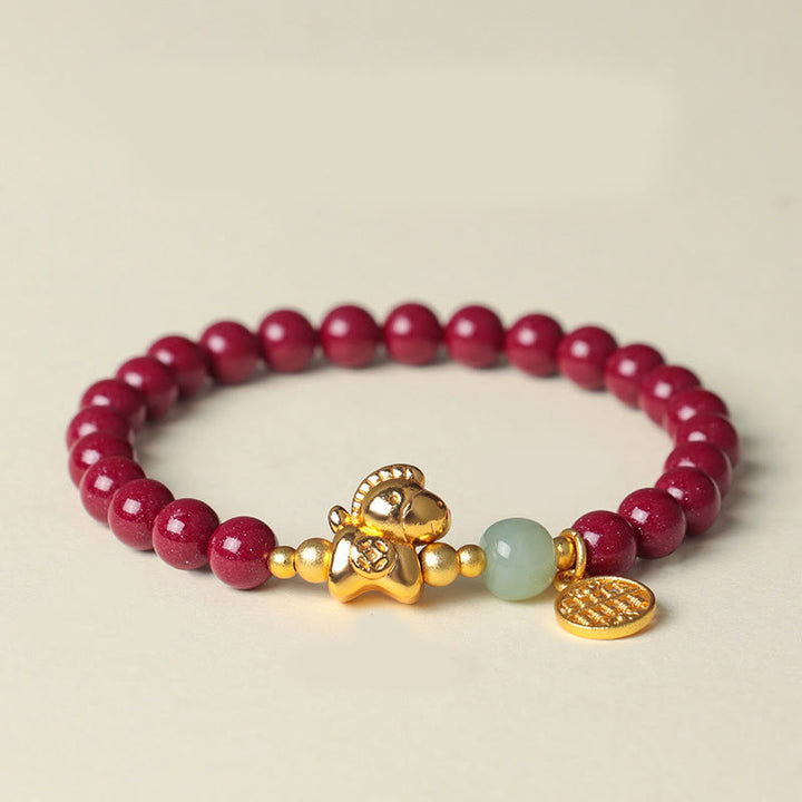 Pulsera de jade hetiano con cinabrio natural y Buddha Stones del Año del Caballo - Cinabrio (circunferencia de la muñeca: 13-15 cm) - image 7