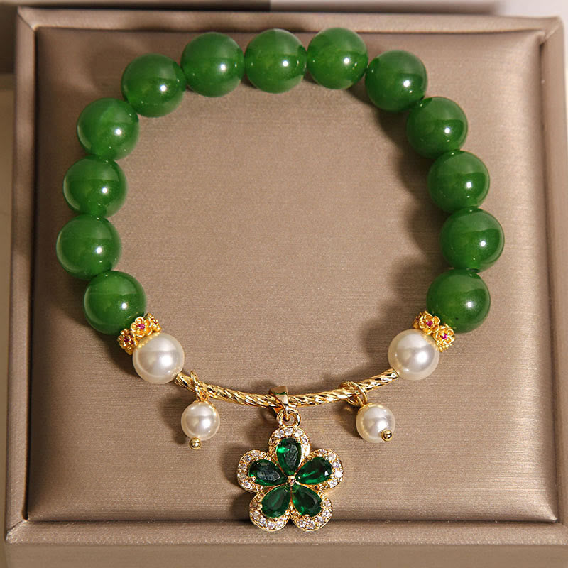Pulsera de equilibrio con flor de perla y jaspe verde de Buddha Stones - image 3