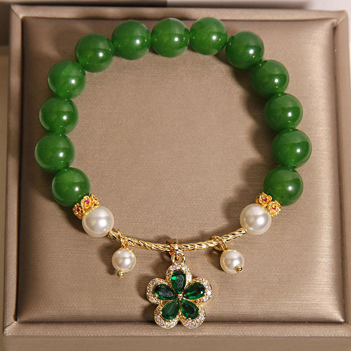 Pulsera de equilibrio con flor de perla y jaspe verde de Buddha Stones - image 3