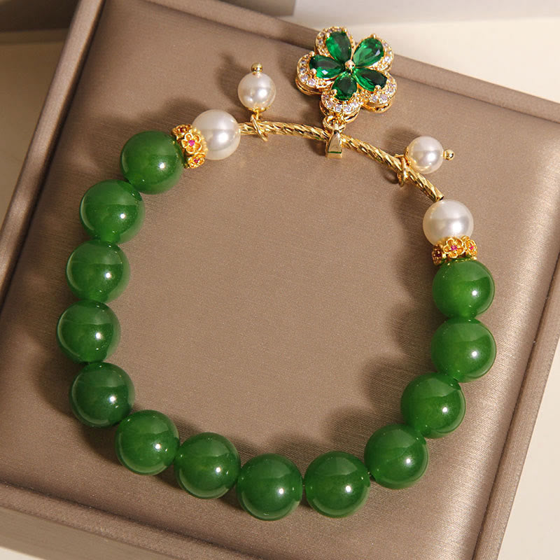Pulsera de equilibrio con flor de perla y jaspe verde de Buddha Stones - image 6