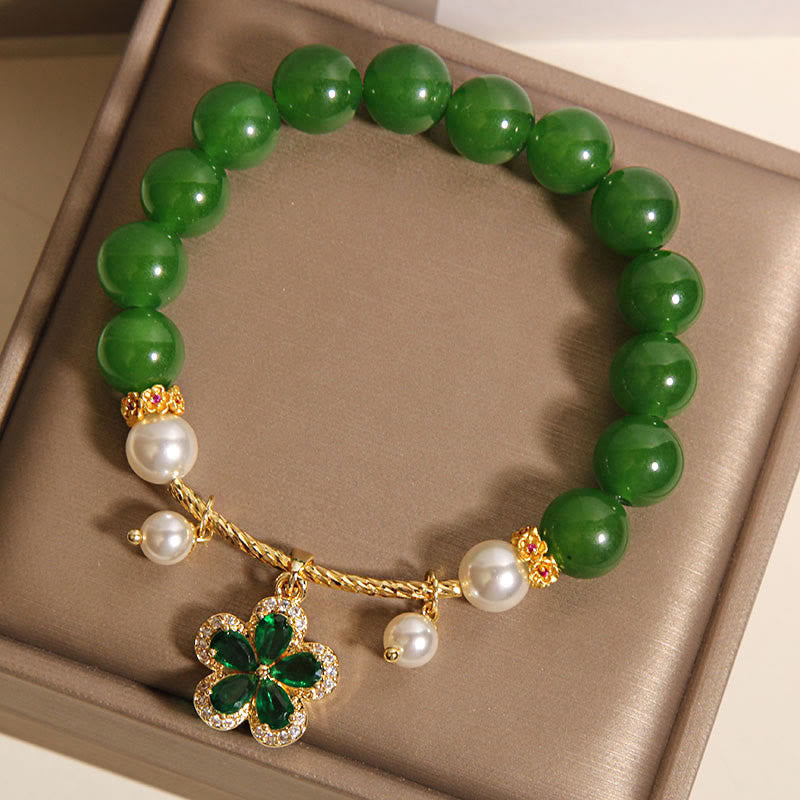 Pulsera de equilibrio con flor de perla y jaspe verde de Buddha Stones - image 5