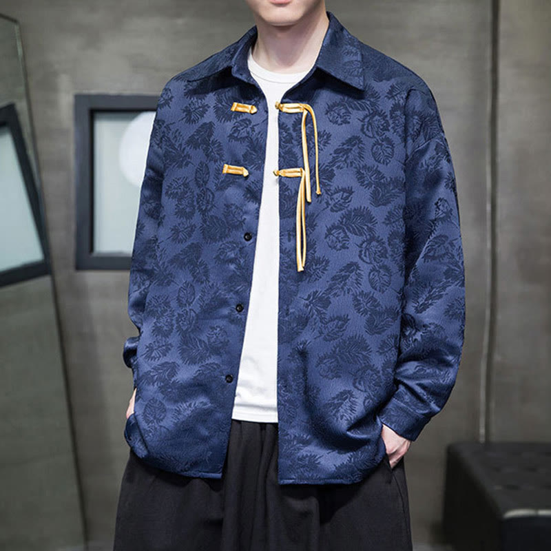 Chaqueta de traje Tang de manga larga para hombre con estampado de Buddha Stones - Azul oscuro - US/UK/AU50, UE60 (5XL) - image 9