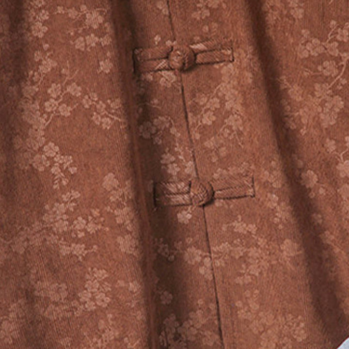 Chaqueta de traje Tang de pana de algodón para hombre, de manga larga, con estampado de flor de ciruelo y Buddha Stones - image 18