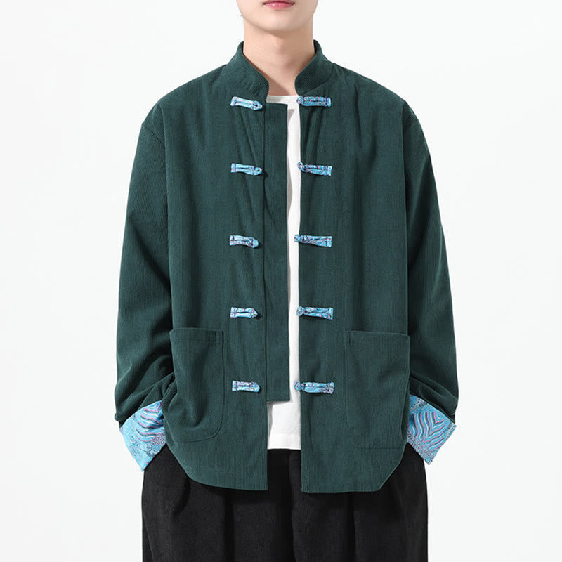 Chaqueta de pana de algodón para hombre, de manga larga, con diseño floral de Buddha Stones y bolsillos - image 17