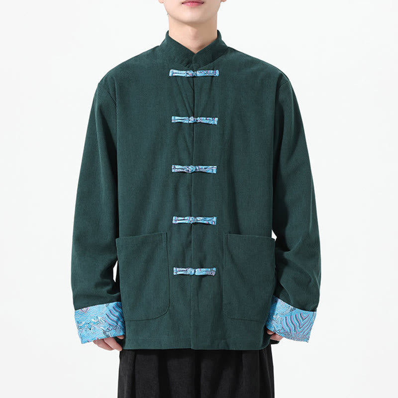 Chaqueta de pana de algodón para hombre, de manga larga, con diseño floral de Buddha Stones y bolsillos - image 14