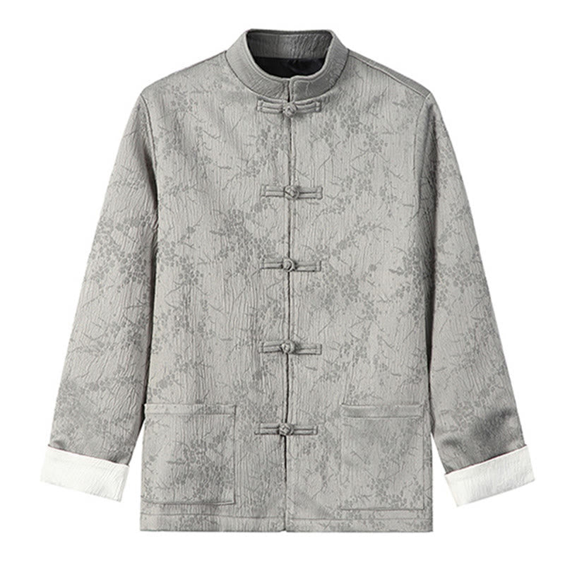 Chaqueta de algodón para hombre, de manga larga, con cuello alto y bolsillos, con estampado de Buddha Stones en jacquard - Gris claro - US/UK/AU46, EU56 (5XL) - image 9
