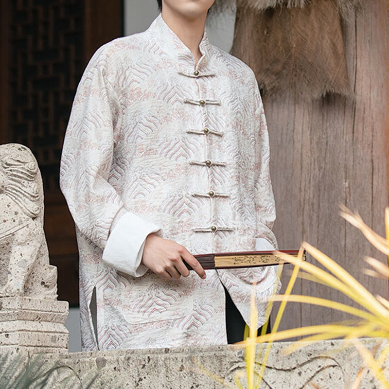 Camisa de manga larga con botones y bolsillos para hombre con estampado floral de Buddha Stones - image 11