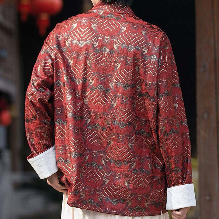 Camisa de manga larga con botones y bolsillos para hombre con estampado floral de Buddha Stones - image 3