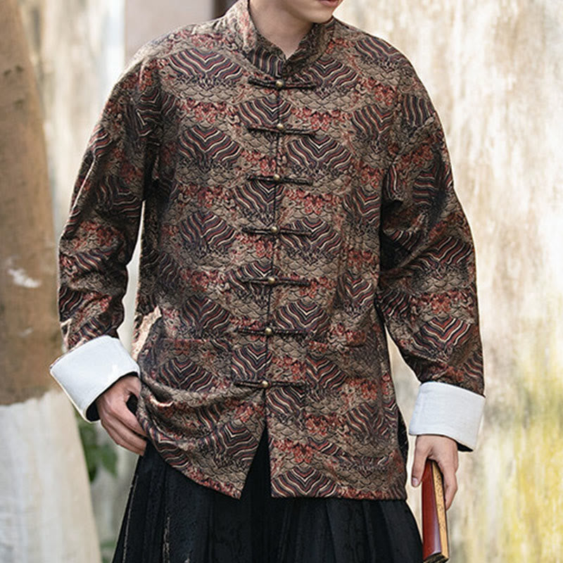 Camisa de manga larga con botones y bolsillos para hombre con estampado floral de Buddha Stones - image 22