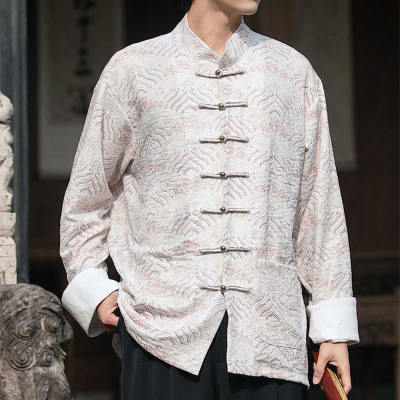 Camisa de manga larga con botones y bolsillos para hombre con estampado floral de Buddha Stones - image 12