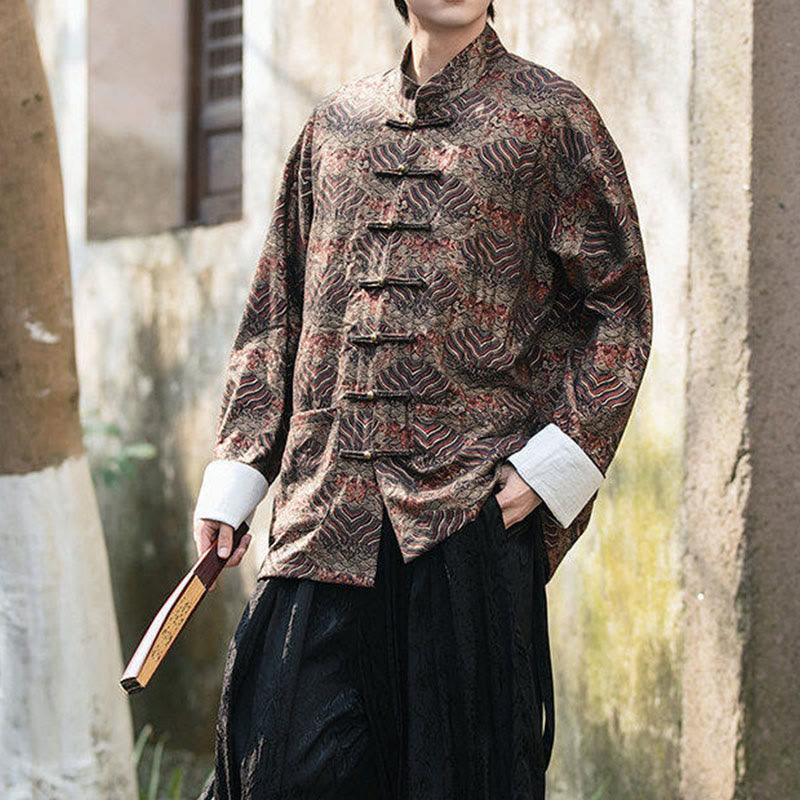 Camisa de manga larga con botones y bolsillos para hombre con estampado floral de Buddha Stones - image 18