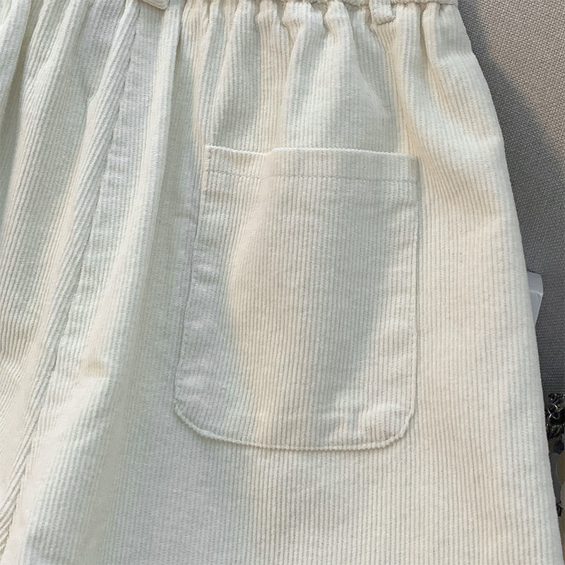 Pantalones de pana de algodón con cintura elástica y pernera ancha para mujer con bolsillos y diseño de Buddha Stones - image 9