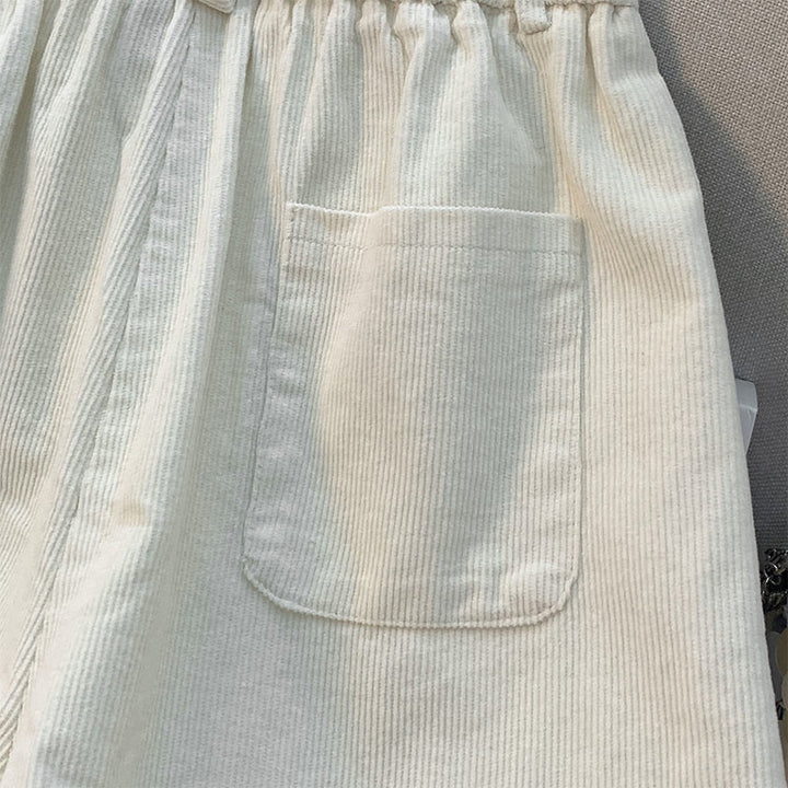 Pantalones de pana de algodón con cintura elástica y pernera ancha para mujer con bolsillos y diseño de Buddha Stones - image 9