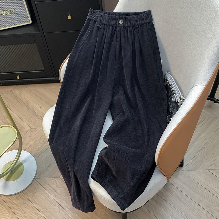 Pantalones de pana de algodón con cintura elástica y pernera ancha para mujer con bolsillos y diseño de Buddha Stones - Gris oscuro - US8-10，UK/AU12-14，EU40-42 (2XL) - image 19