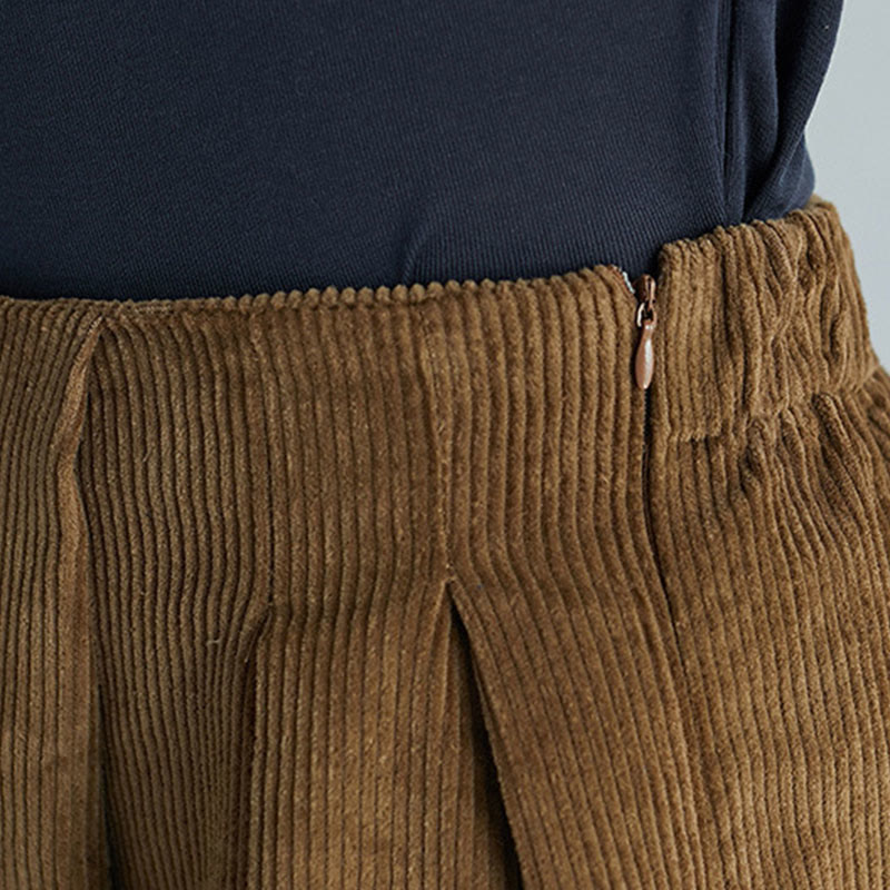 Pantalones de pana anchos con cremallera lateral para mujer de Buddha Stones , de largo 7-8 y bolsillos - image 7