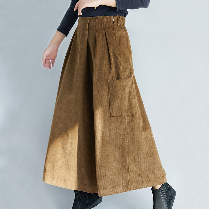 Pantalones de pana anchos con cremallera lateral para mujer de Buddha Stones , de largo 7-8 y bolsillos - image 3