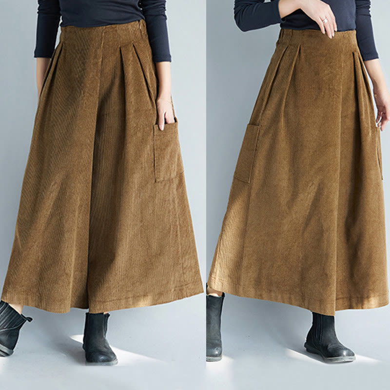 Pantalones de pana anchos con cremallera lateral para mujer de Buddha Stones , de largo 7-8 y bolsillos - image 12