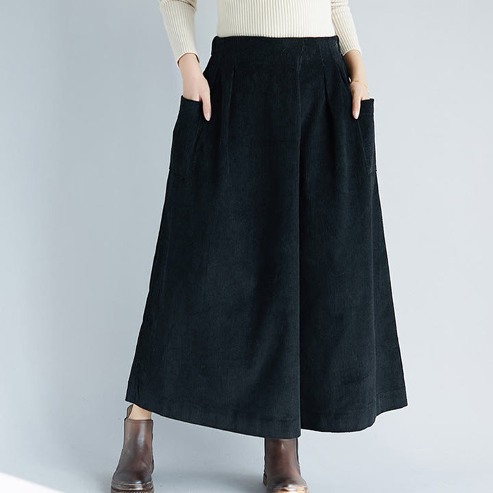 Pantalones de pana anchos con cremallera lateral para mujer de Buddha Stones , de largo 7-8 y bolsillos - image 15