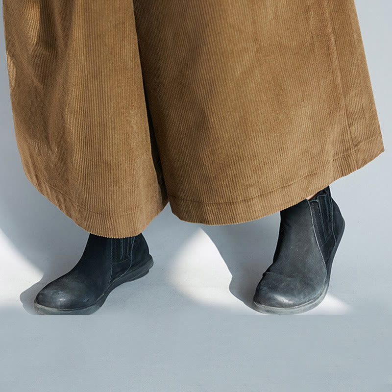 Pantalones de pana anchos con cremallera lateral para mujer de Buddha Stones , de largo 7-8 y bolsillos - image 11