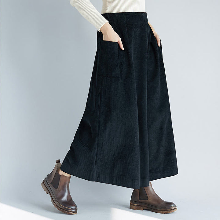 Pantalones de pana anchos con cremallera lateral para mujer de Buddha Stones , de largo 7-8 y bolsillos - Negro - US6，UK/AU10，EU38 (2XL) - image 13