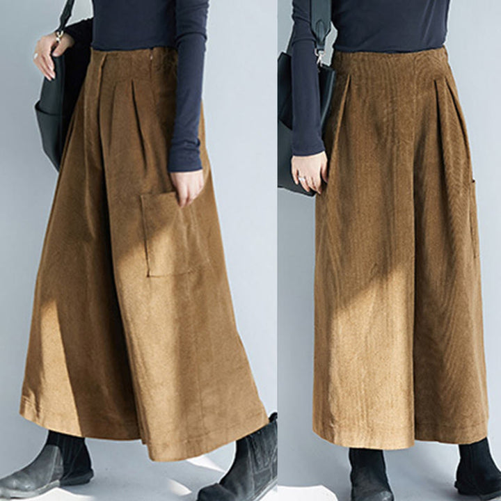 Pantalones de pana anchos con cremallera lateral para mujer de Buddha Stones , de largo 7-8 y bolsillos - image 5