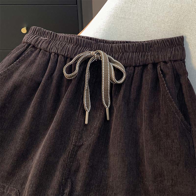 Pantalones harén de pana de algodón con cordón y bolsillos de Buddha Stones para mujer, otoño - image 1