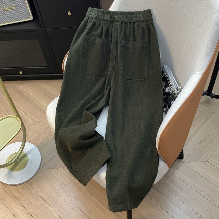 Pantalones harén de pana de algodón con cordón y bolsillos de Buddha Stones para mujer, otoño - image 8