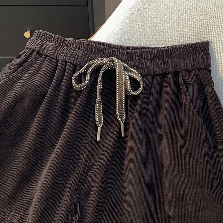 Pantalones harén de pana de algodón con cordón y bolsillos de Buddha Stones para mujer, otoño - image 1