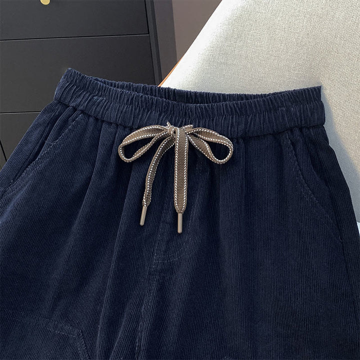 Pantalones harén de pana de algodón con cordón y bolsillos de Buddha Stones para mujer, otoño - image 4