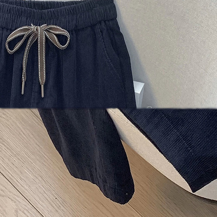 Pantalones harén de pana de algodón con cordón y bolsillos de Buddha Stones para mujer, otoño - image 6