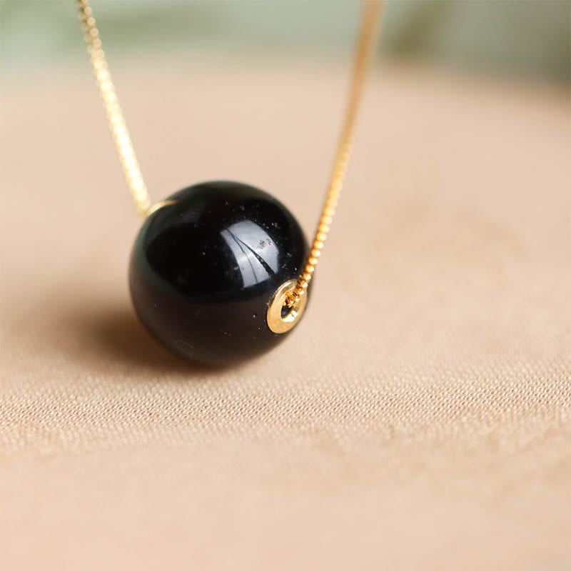 Collar con colgante de cuentas redondas de ámbar y piedras de Buddha Stones en plata de ley 925 que te hará sentir seguro. - image 3