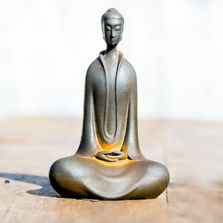 Buddha Stones Estatua de Resina Hecha a Mano de Buda Sakyamuni de Polvo de Hierro Oxidado Decoración para el Hogar - Óxido Buda Sakyamuni 11,5*7,4*4,5 cm - image 14