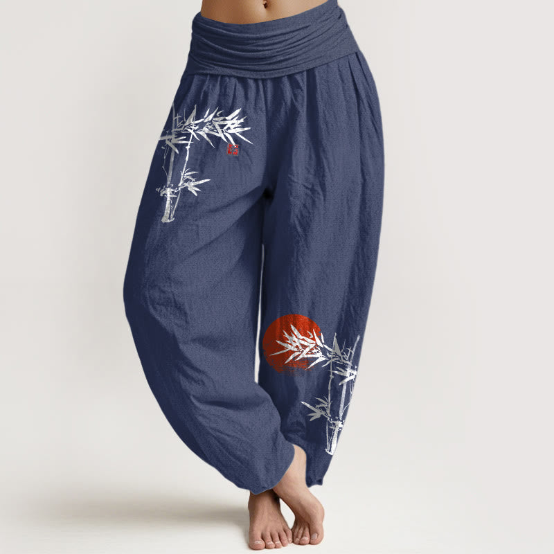 Pantalones harén de algodón puro con cintura elástica para mujer, diseño de Buddha Stones - Azul pizarra oscuro - US22，UK/AU26，EU54 (6XL) - image 8