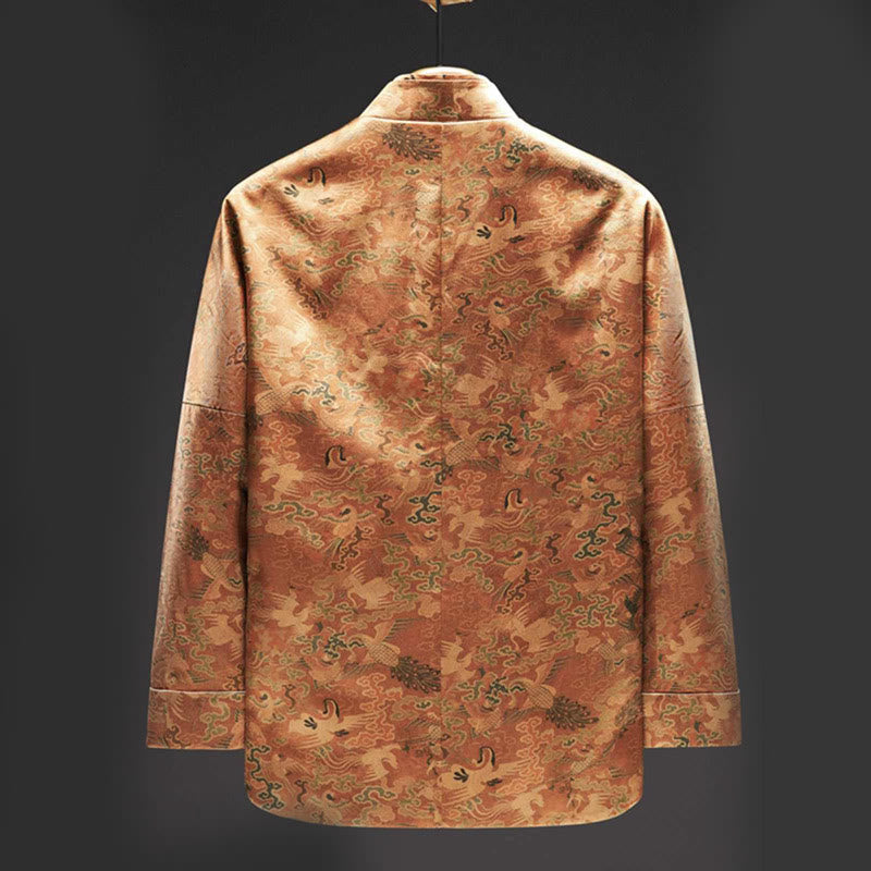 Chaqueta de manga larga para hombre con Buddha Stones, 100 % seda morera, 30 momme, Phoenix Auspicious Clouds - image 1