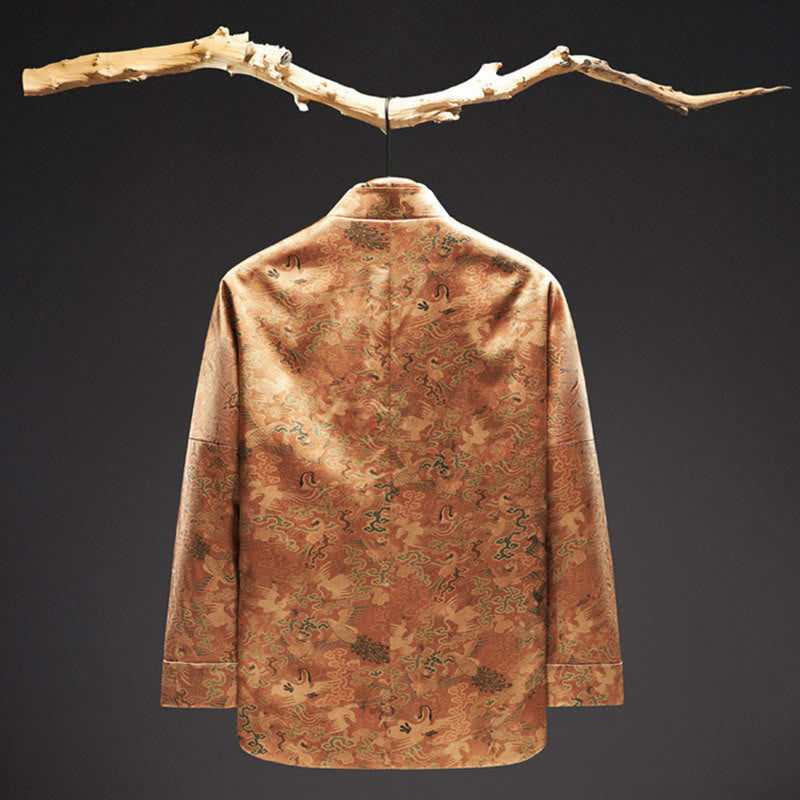 Chaqueta de manga larga para hombre con Buddha Stones, 100 % seda morera, 30 momme, Phoenix Auspicious Clouds - image 3