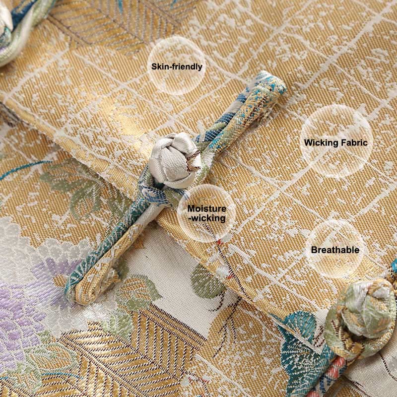 Chaqueta de manga larga para hombre con bolsillos , Buddha Stones, pato mandarín, peonía y rana con botones - image 5