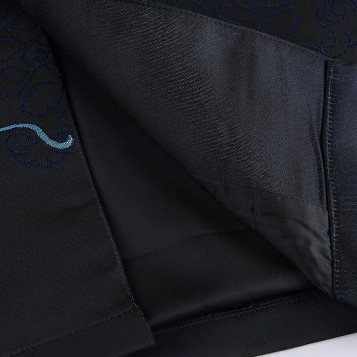 Chaqueta de manga larga con botones de rana y bolsillos para hombre con Buddha Stones, flores azules del desierto dorado - image 9