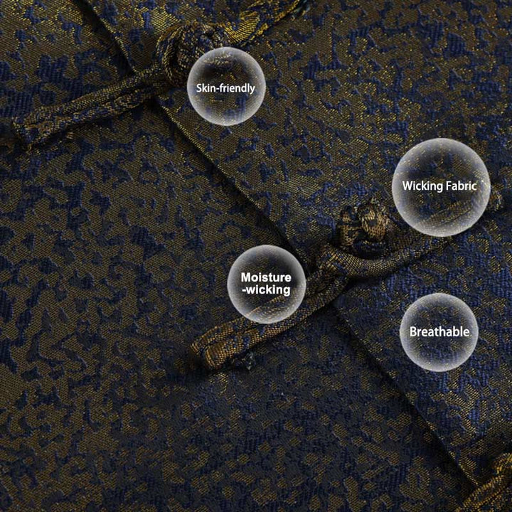 Chaqueta de manga larga con botones de rana y bolsillos para hombre con Buddha Stones, flores azules del desierto dorado - image 6